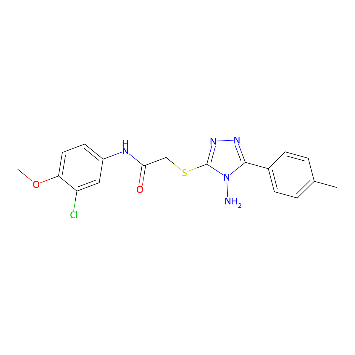 2-{[4-amino-5-(4-methylphenyl)-4H-1,2,4-triazol-3-yl]sulfanyl}-N-(3-chloro-4-methoxyphenyl)acetamide molecular structure, CAS 577983-28-9