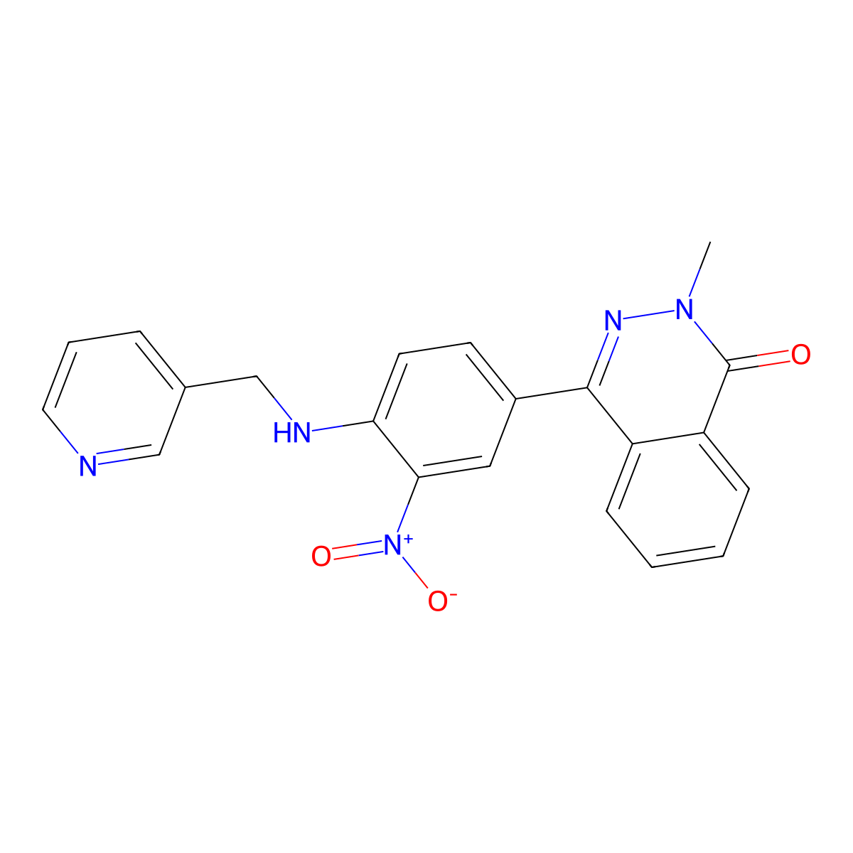2-Methyl-4-[3-nitro-4-(pyridin-3-ylmethylamino)phenyl]phthalazin-1-one molecular structure, CAS 577983-29-0