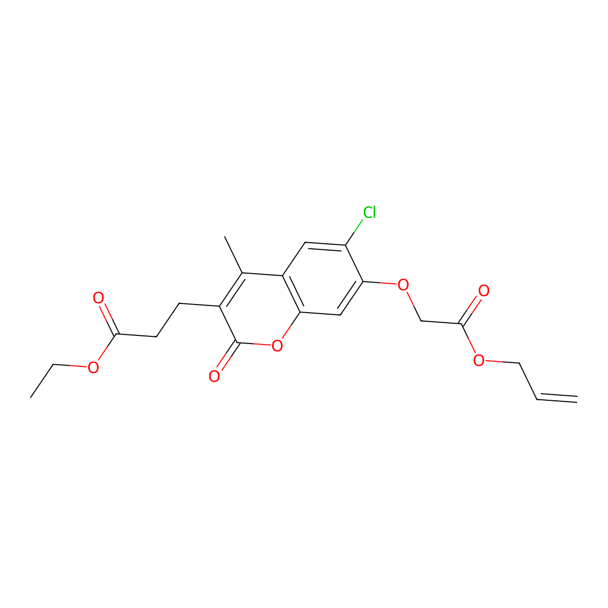 ethyl 3-{7-[2-(allyloxy)-2-oxoethoxy]-6-chloro-4-methyl-2-oxo-2H-chromen-3-yl}propanoate molecular structure, CAS 577983-30-3