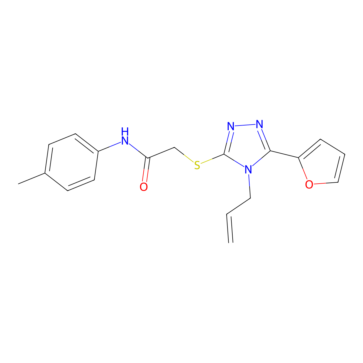 2-{[5-(furan-2-yl)-4-(prop-2-en-1-yl)-4H-1,2,4-triazol-3-yl]sulfanyl}-N-(4-methylphenyl)acetamide molecular structure, CAS 577983-49-4