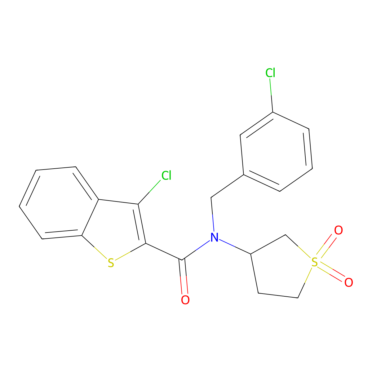3-chloro-N-(3-chlorobenzyl)-N-(1,1-dioxidotetrahydrothiophen-3-yl)-1-benzothiophene-2-carboxamide molecular structure, CAS 577983-62-1