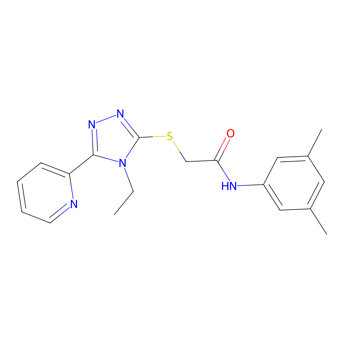 N-(3,5-Dimethylphenyl)-2-((4-ethyl-5-(2-pyridinyl)-4H-1,2,4-triazol-3-YL)sulfanyl)acetamide molecular structure, CAS 577983-85-8