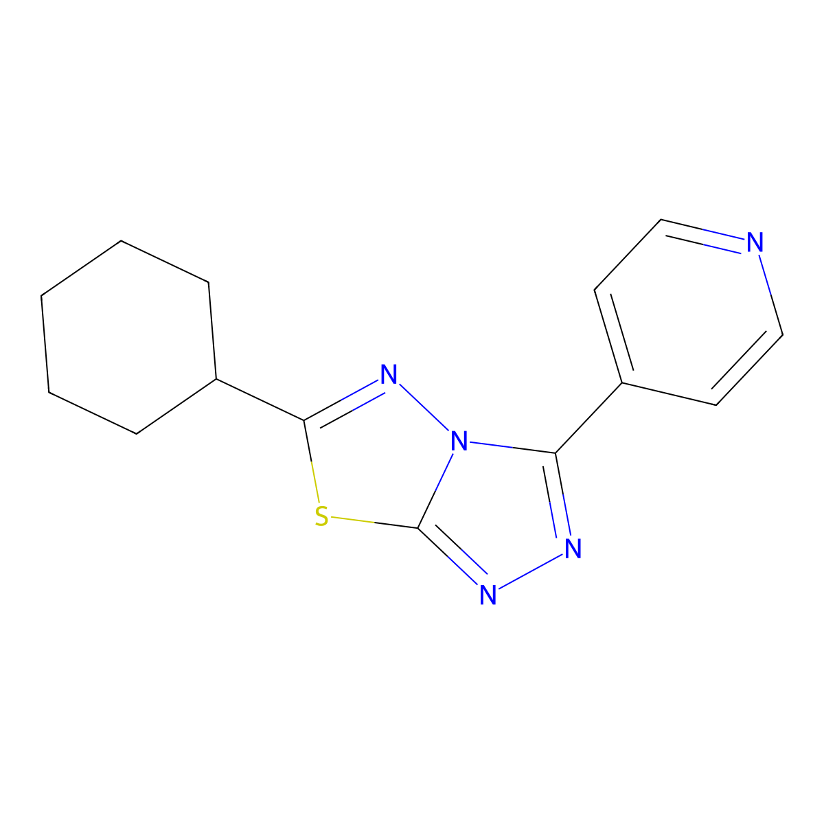 6-Cyclohexyl-3-(pyridin-4-yl)-[1,2,4]triazolo[3,4-b][1,3,4]thiadiazole molecular structure, CAS 577983-92-7