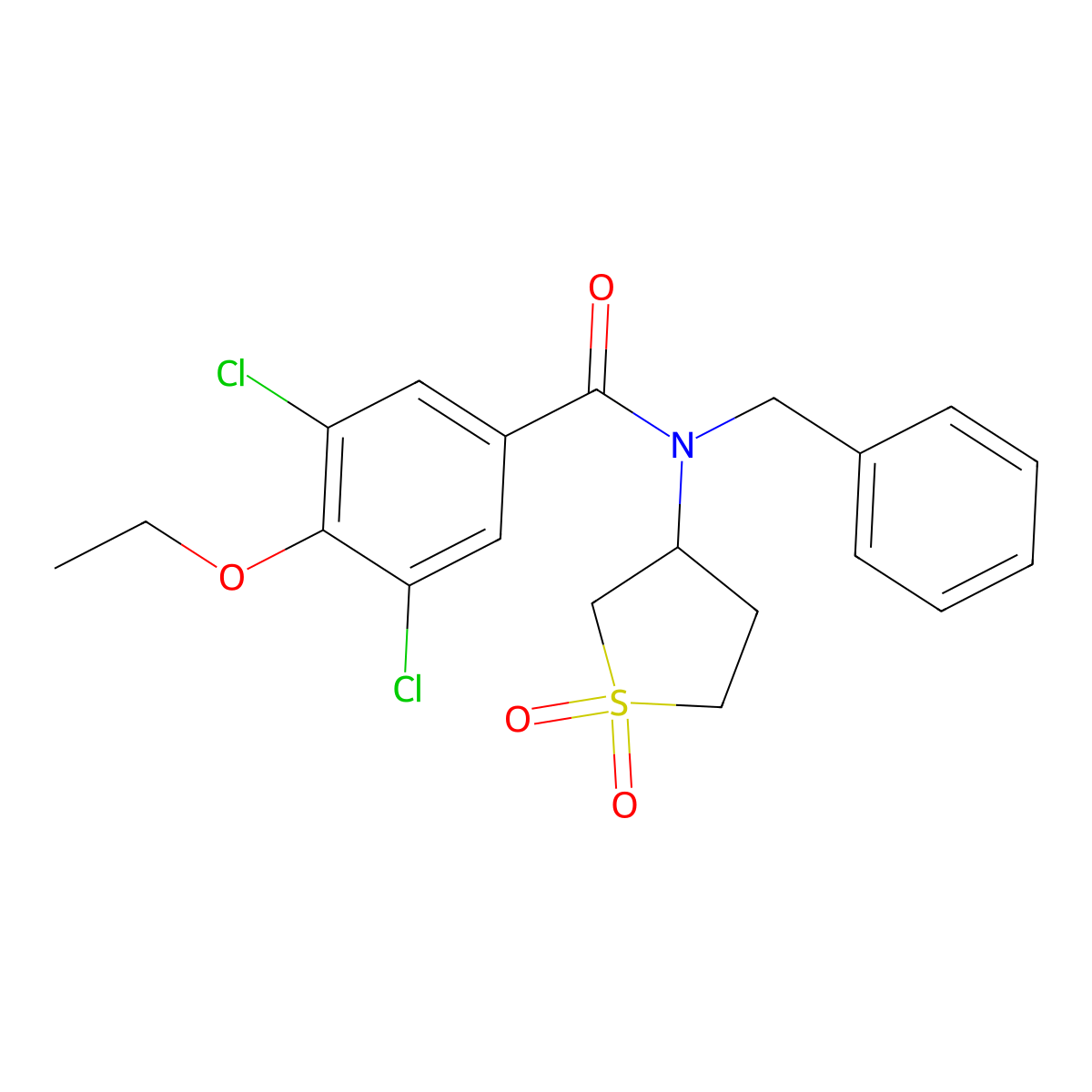N-benzyl-3,5-dichloro-N-(1,1-dioxidotetrahydrothiophen-3-yl)-4-ethoxybenzamide molecular structure, CAS 577983-99-4