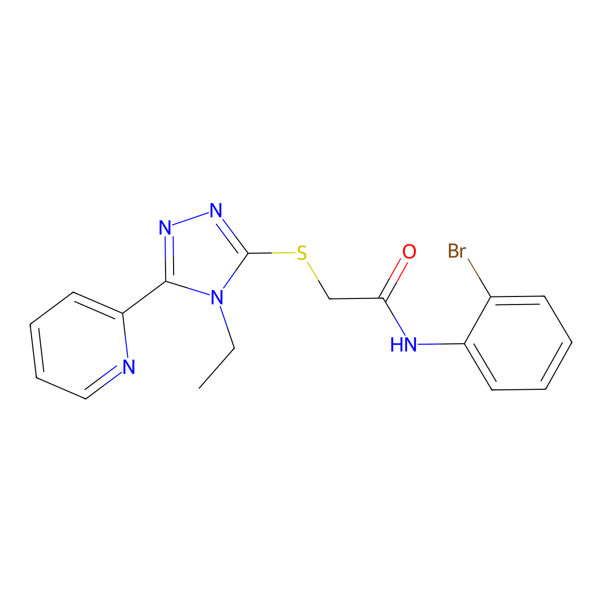 N-(2-BR-PH)-2-((4-Ethyl-5-(2-pyridinyl)-4H-1,2,4-triazol-3-YL)thio)acetamide molecular structure, CAS 577984-00-0