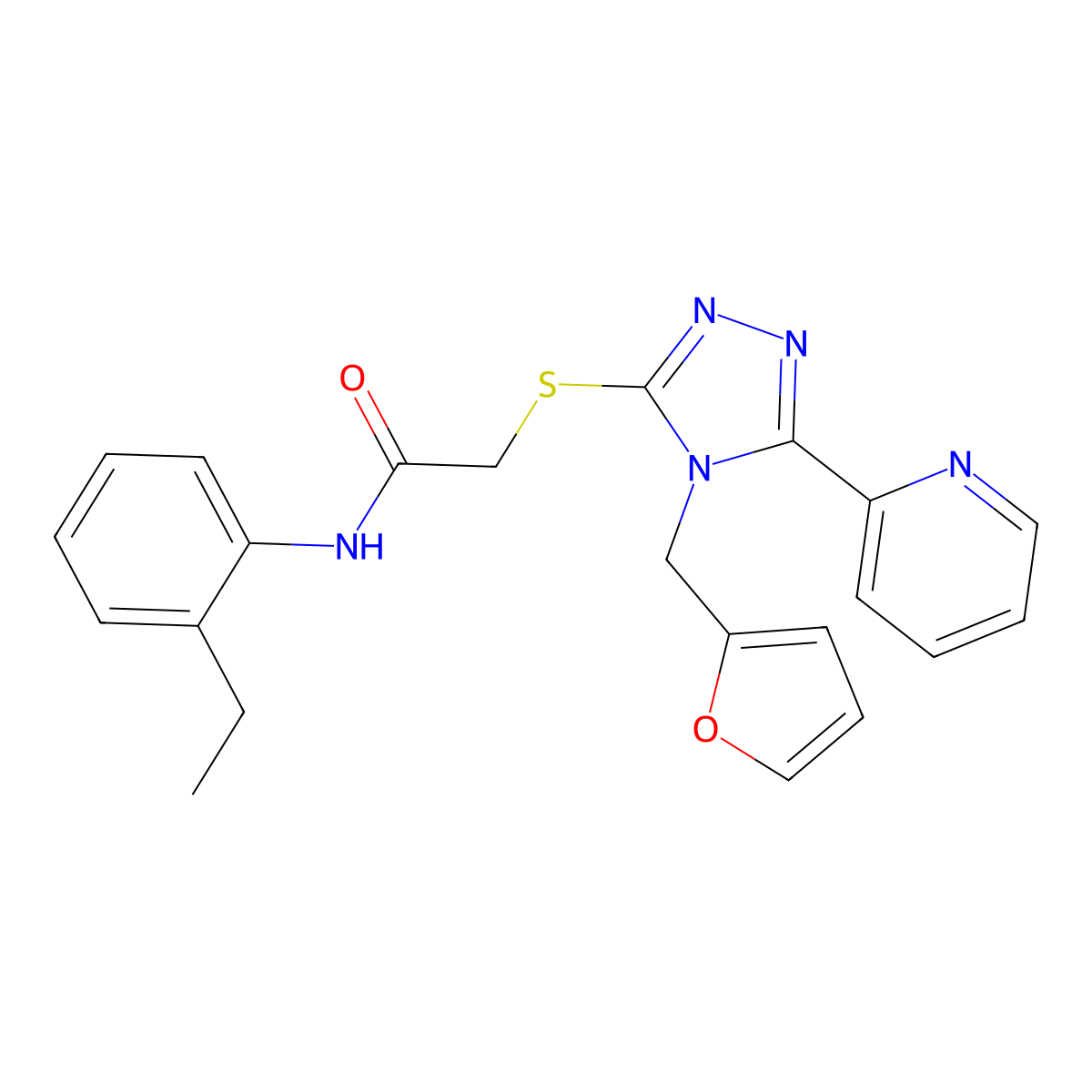 N-(2-ethylphenyl)-2-{[4-(furan-2-ylmethyl)-5-(pyridin-2-yl)-4H-1,2,4-triazol-3-yl]sulfanyl}acetamide molecular structure, CAS 577984-07-7