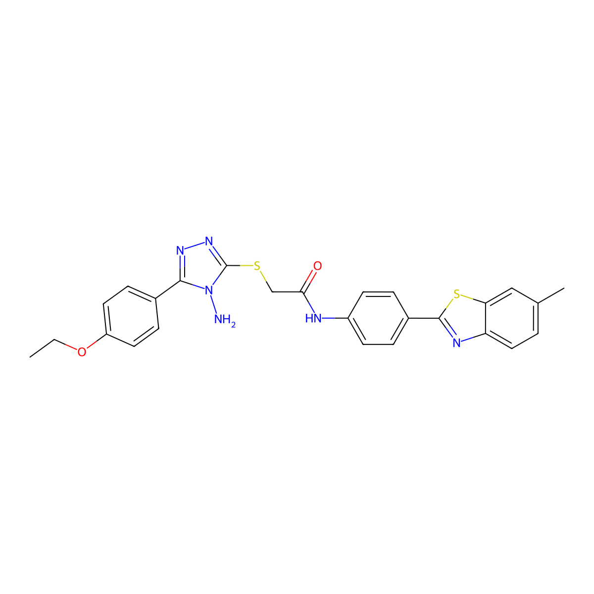 2-[4-amino-5-(4-ethoxyphenyl)(1,2,4-triazol-3-ylthio)]-N-[4-(6-methylbenzothia zol-2-yl)phenyl]acetamide molecular structure, CAS 577984-10-2