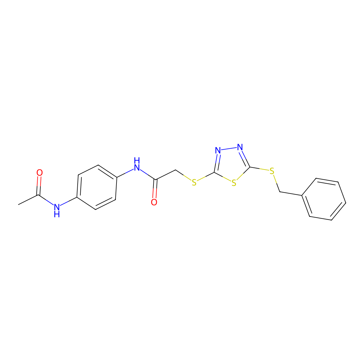 N-(4-(Acetylamino)PH)-2-((5-(benzylthio)-1,3,4-thiadiazol-2-YL)thio)acetamide molecular structure, CAS 577984-11-3