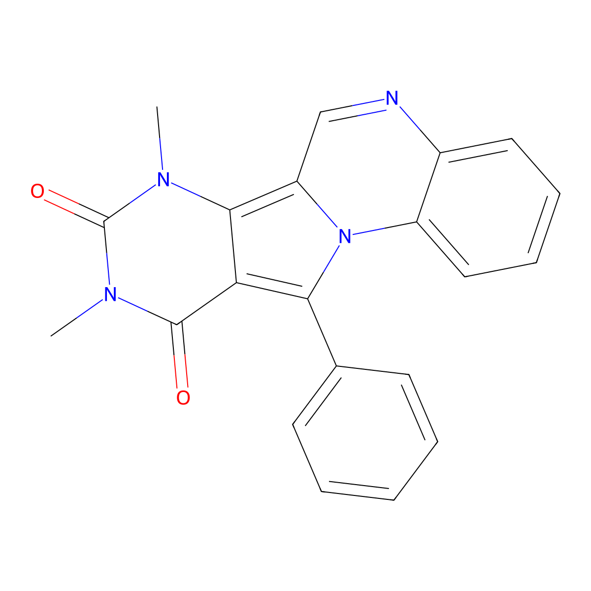 7,9-dimethyl-11-phenylpyrimido[4',5':3,4]pyrrolo[1,2-a]quinoxaline-8,10(7H,9H)-dione molecular structure, CAS 577984-16-8