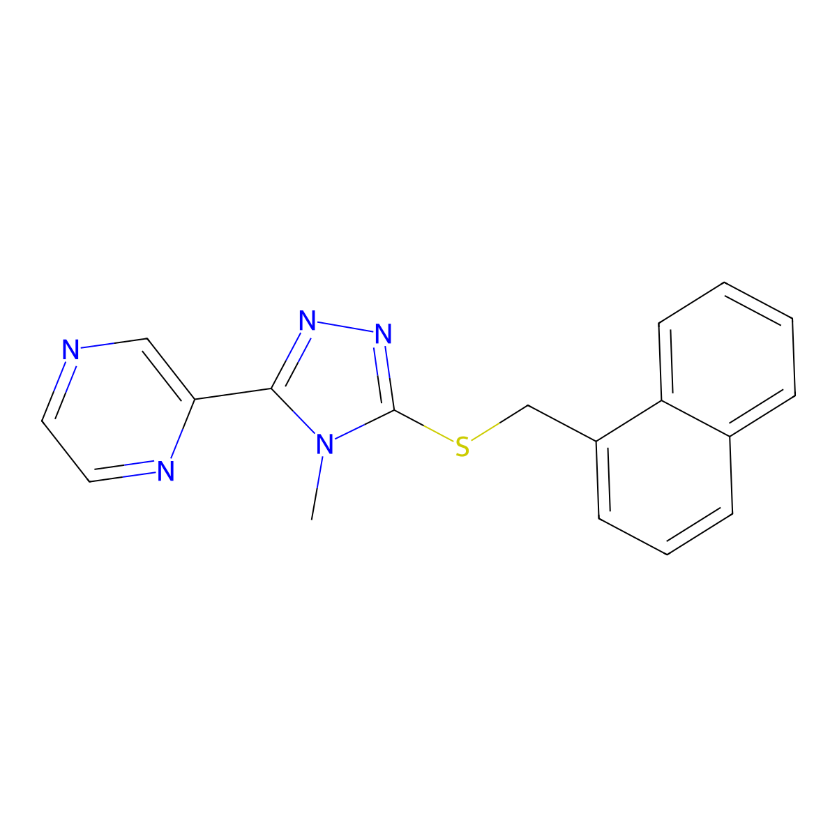 2-{4-methyl-5-[(naphthalen-1-ylmethyl)sulfanyl]-4H-1,2,4-triazol-3-yl}pyrazine molecular structure, CAS 577984-26-0