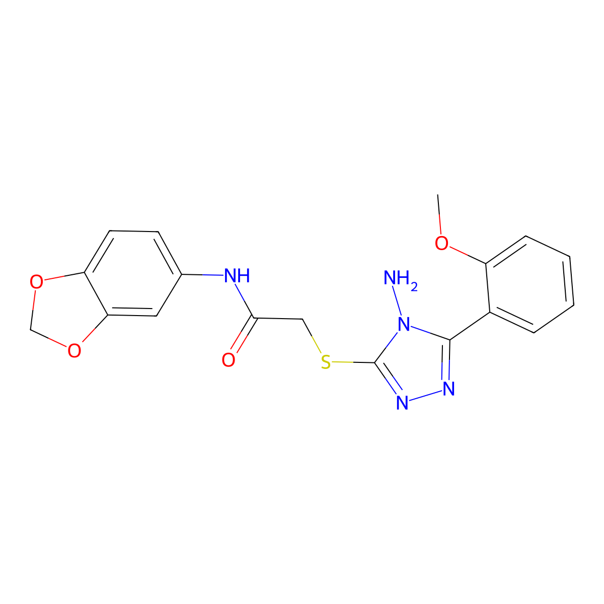 2-{[4-amino-5-(2-methoxyphenyl)-4H-1,2,4-triazol-3-yl]sulfanyl}-N-(1,3-benzodioxol-5-yl)acetamide molecular structure, CAS 577984-31-7