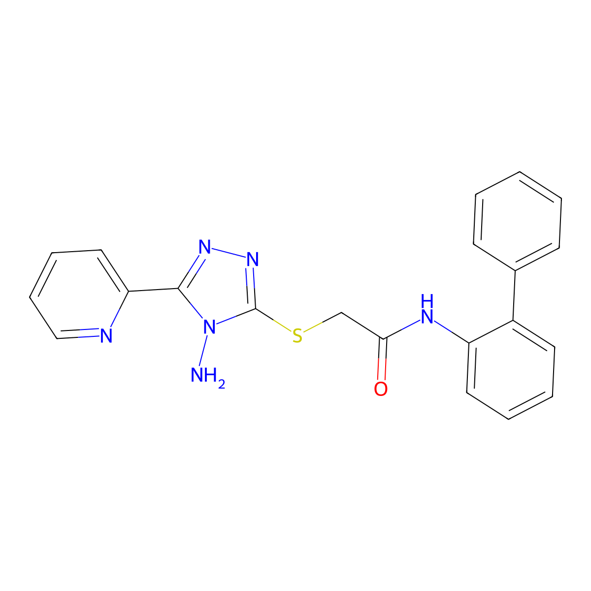 2-(4-amino-5-(2-pyridyl)(1,2,4-triazol-3-ylthio))-N-(2-phenylphenyl)acetamide molecular structure, CAS 577984-38-4