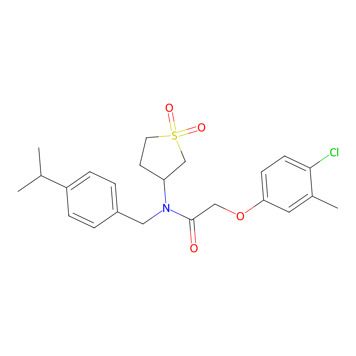 2-(4-chloro-3-methylphenoxy)-N-(1,1-dioxidotetrahydrothiophen-3-yl)-N-[4-(propan-2-yl)benzyl]acetamide molecular structure, CAS 577984-51-1
