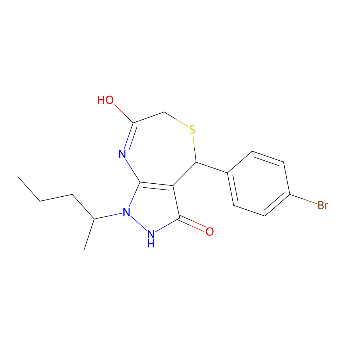 4-(4-bromophenyl)-1-pentan-2-yl-4,8-dihydro-2H-pyrazolo[3,4-e][1,4]thiazepine-3,7-dione molecular structure, CAS 577984-63-5