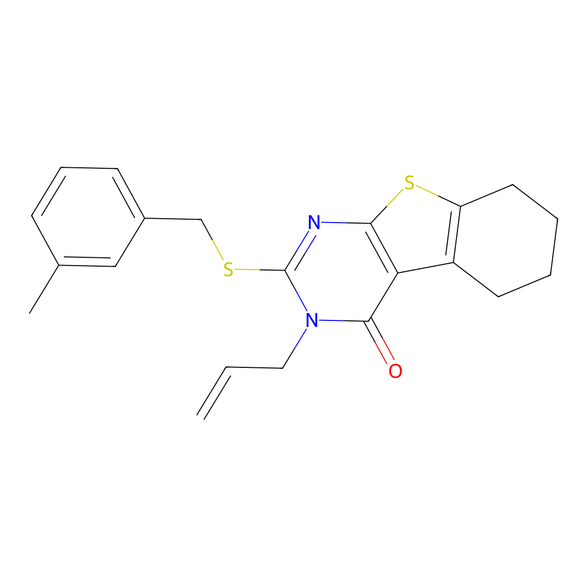 2-[(3-methylbenzyl)sulfanyl]-3-(prop-2-en-1-yl)-5,6,7,8-tetrahydro[1]benzothieno[2,3-d]pyrimidin-4(3H)-one molecular structure, CAS 577984-67-9