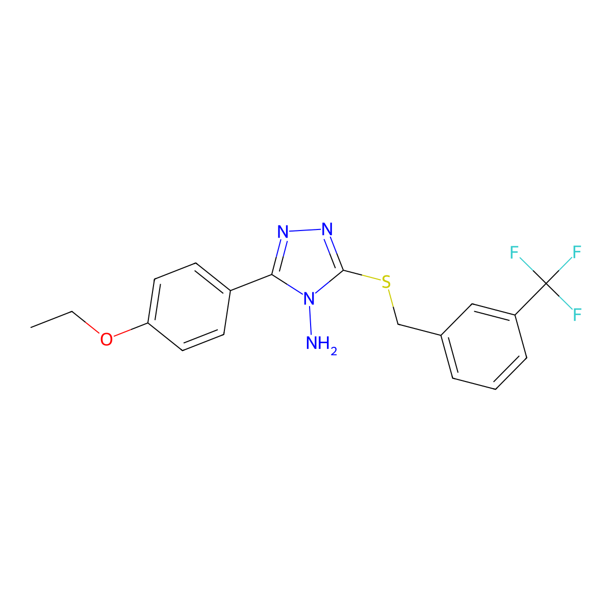 3-(4-ethoxyphenyl)-5-{[3-(trifluoromethyl)benzyl]sulfanyl}-4H-1,2,4-triazol-4-amine molecular structure, CAS 577984-75-9