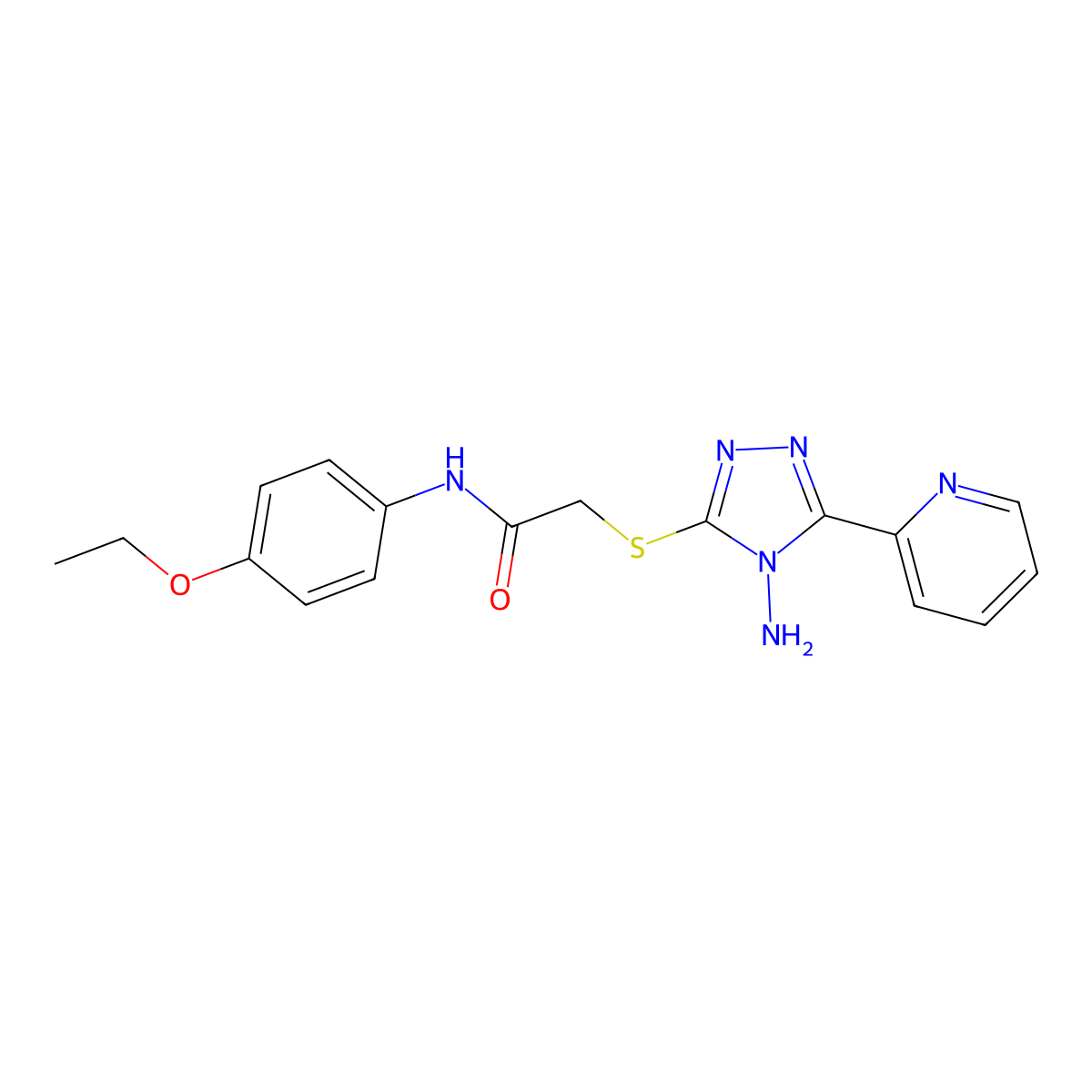 2-((4-amino-5-(pyridin-2-yl)-4H-1,2,4-triazol-3-yl)thio)-N-(4-ethoxyphenyl)acetamide molecular structure, CAS 577984-76-0