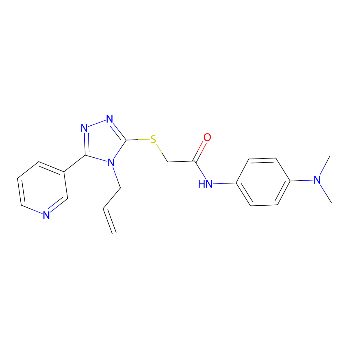 N-[4-(dimethylamino)phenyl]-2-{[4-(prop-2-en-1-yl)-5-(pyridin-3-yl)-4H-1,2,4-triazol-3-yl]sulfanyl}acetamide molecular structure, CAS 577984-84-0