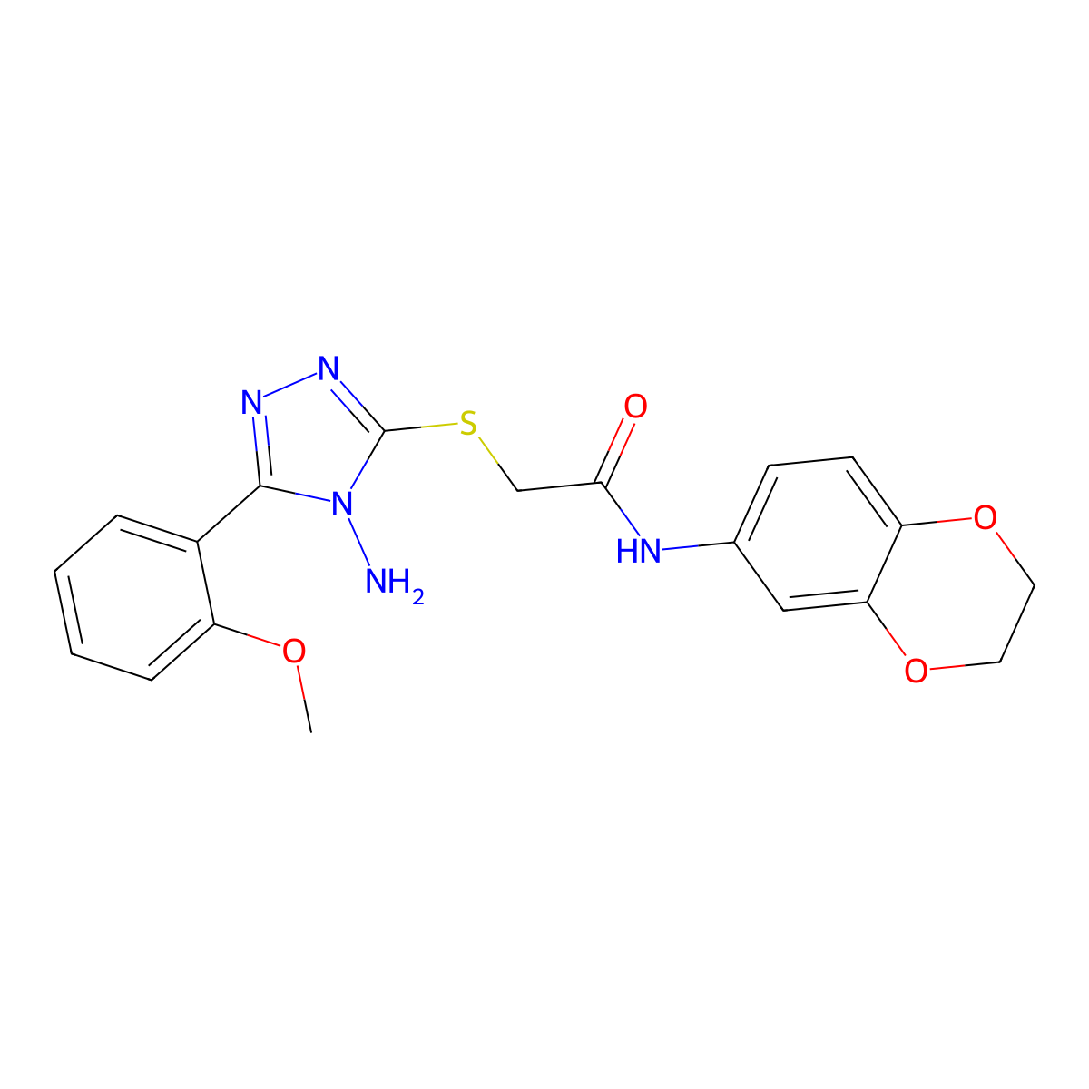 2-{[4-amino-5-(2-methoxyphenyl)-4H-1,2,4-triazol-3-yl]sulfanyl}-N-(2,3-dihydro-1,4-benzodioxin-6-yl)acetamide molecular structure, CAS 577985-00-3