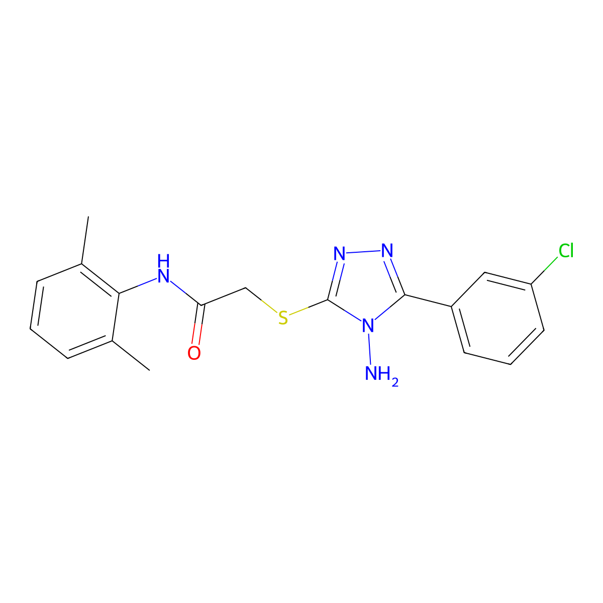 2-((4-Amino-5-(3-CL-PH)-4H-1,2,4-triazol-3-YL)thio)-N-(2,6-dimethyl-PH)acetamide molecular structure, CAS 577985-08-1