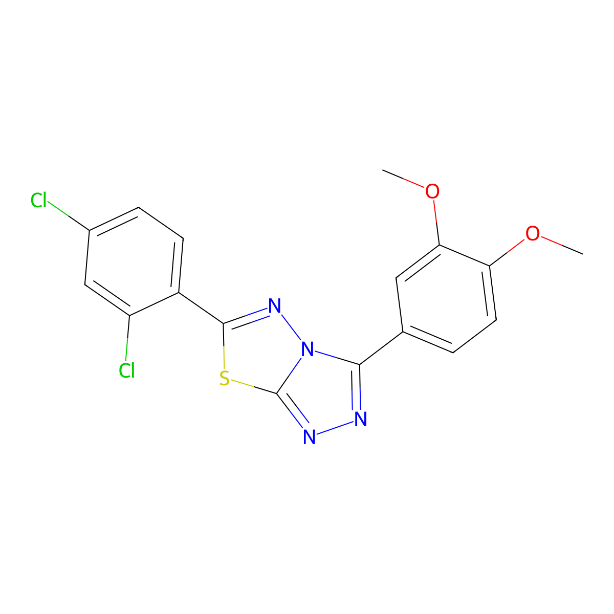 6-(2,4-Dichlorophenyl)-3-(3,4-dimethoxyphenyl)[1,2,4]triazolo[3,4-b][1,3,4]thiadiazole molecular structure, CAS 577985-13-8