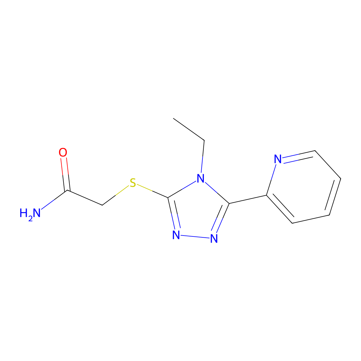 2-[(4-Ethyl-5-pyridin-2-yl-1,2,4-triazol-3-yl)sulfanyl]acetamide molecular structure, CAS 577985-26-3