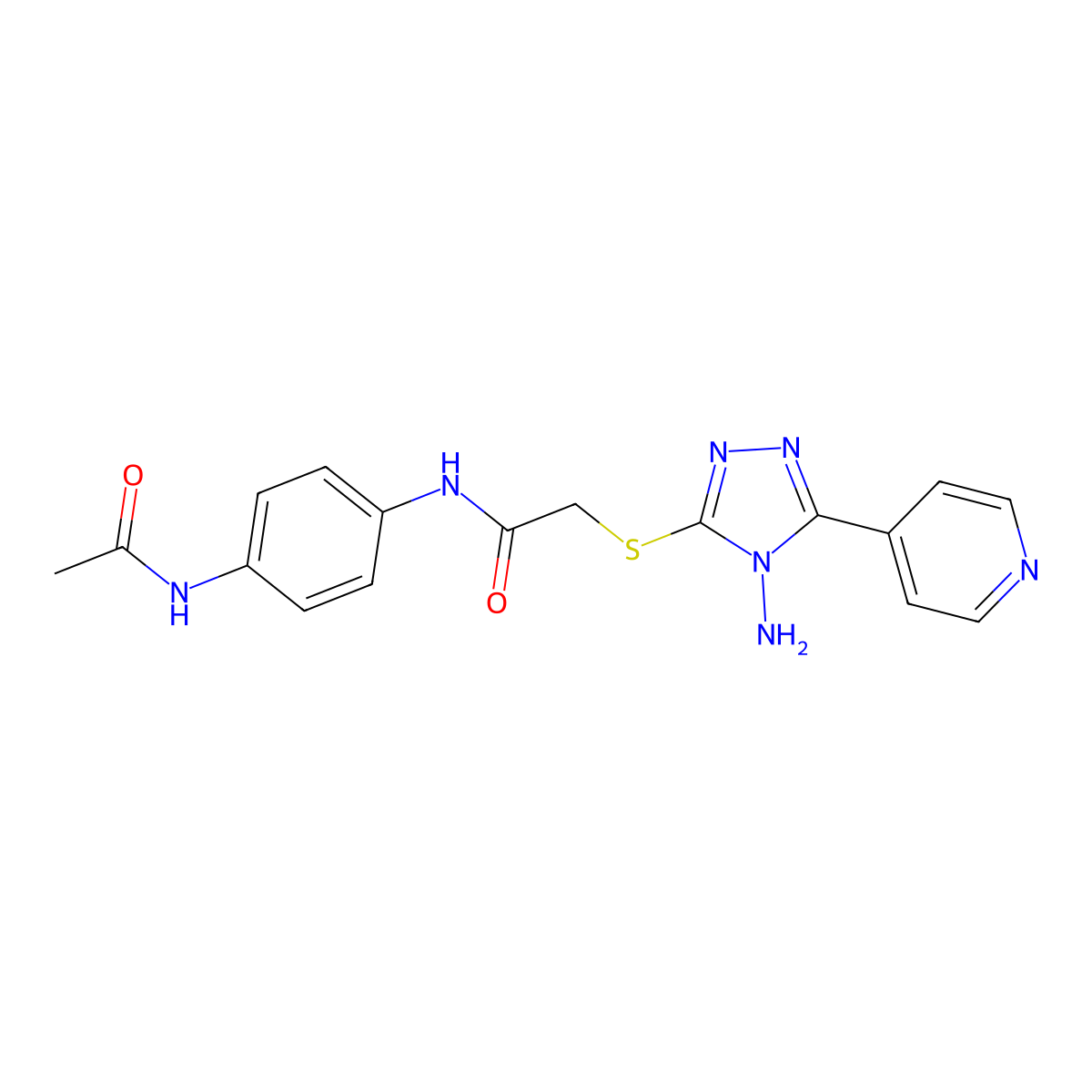 N-(4-acetamidophenyl)-2-[(4-amino-5-pyridin-4-yl-1,2,4-triazol-3-yl)sulfanyl]acetamide molecular structure, CAS 577985-27-4