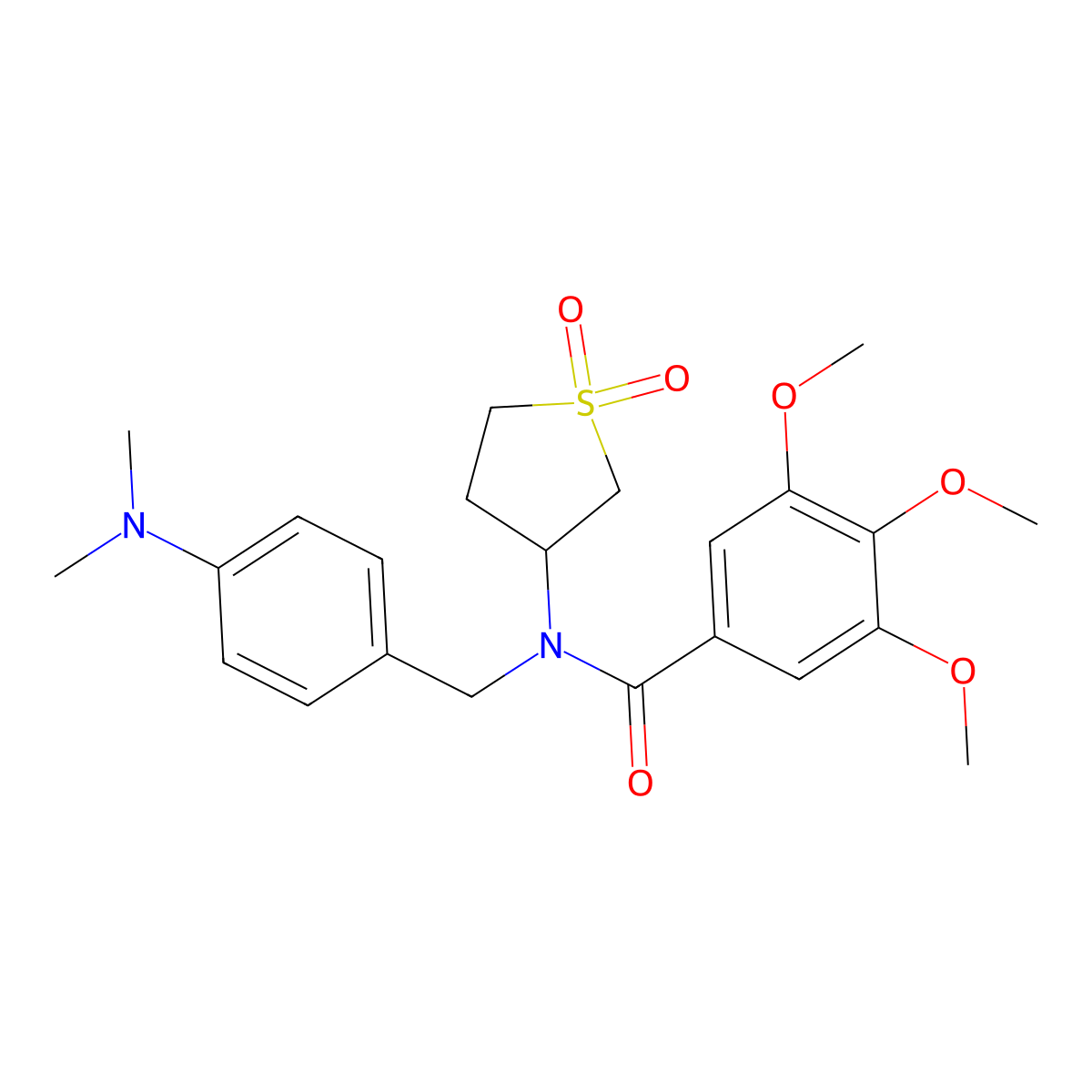 N-[4-(dimethylamino)benzyl]-N-(1,1-dioxidotetrahydro-3-thienyl)-3,4,5-trimethoxybenzamide molecular structure, CAS 577985-31-0