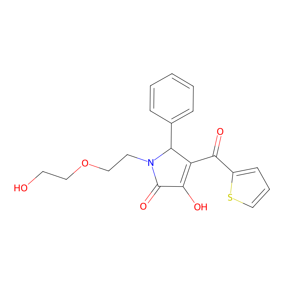 4-hydroxy-1-[2-(2-hydroxyethoxy)ethyl]-2-phenyl-3-(thiophene-2-carbonyl)-2H-pyrrol-5-one molecular structure, CAS 577985-49-0