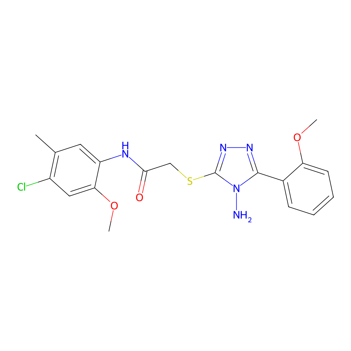 2-[4-amino-5-(2-methoxyphenyl)(1,2,4-triazol-3-ylthio)]-N-(4-chloro-2-methoxy-5-methylphenyl)acetamide molecular structure, CAS 577985-60-5