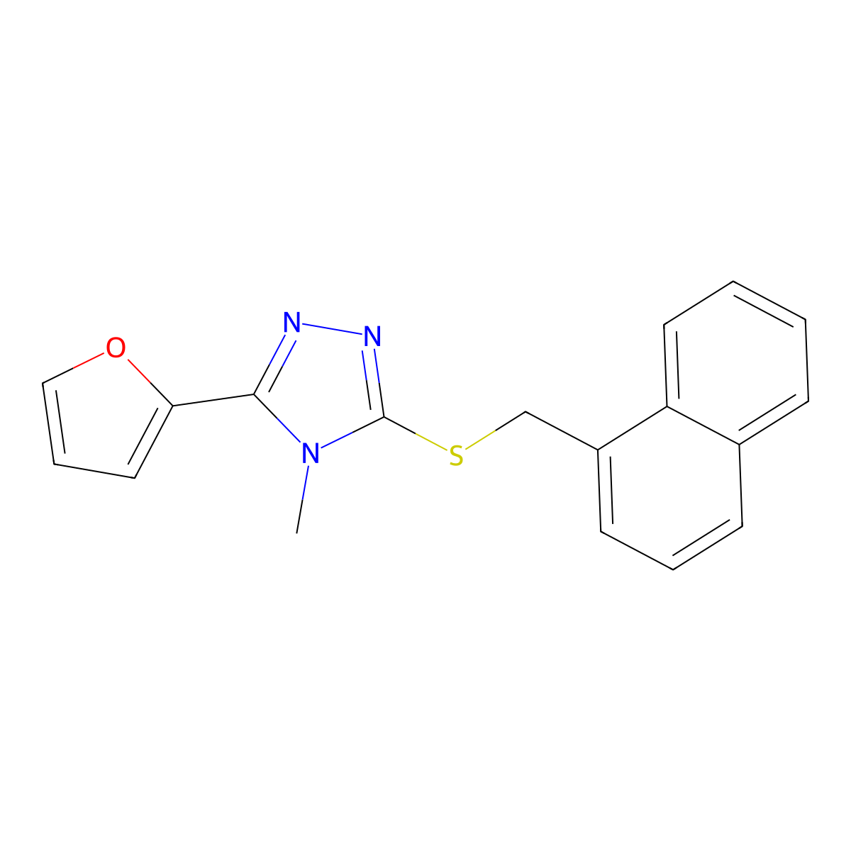 3-(2-furyl)-4-methyl-5-[(1-naphthylmethyl)thio]-4H-1,2,4-triazole molecular structure, CAS 577985-70-7