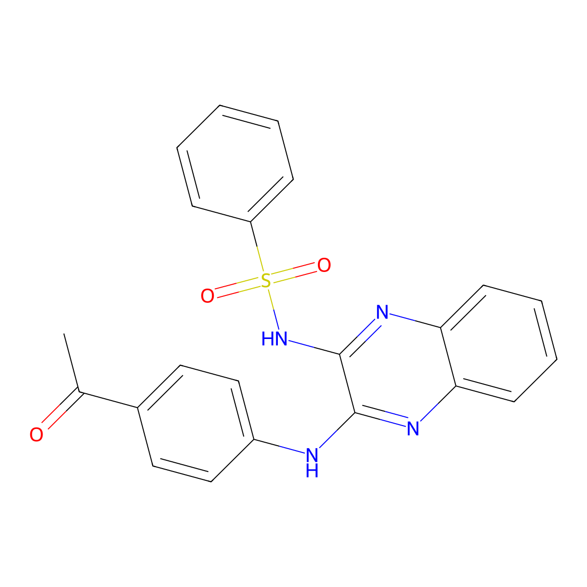 N-(3-((4-acetylphenyl)amino)quinoxalin-2-yl)benzenesulfonamide molecular structure, CAS 577986-04-0