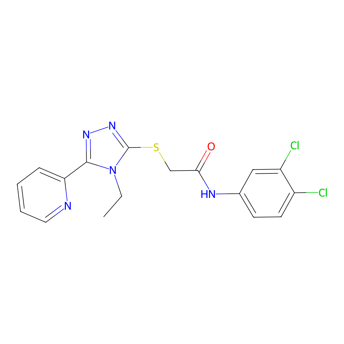 N-(3,4-Dichlorophenyl)-2-((4-ethyl-5-(2-pyridinyl)-4H-1,2,4-triazol-3-YL)sulfanyl)acetamide molecular structure, CAS 577986-10-8