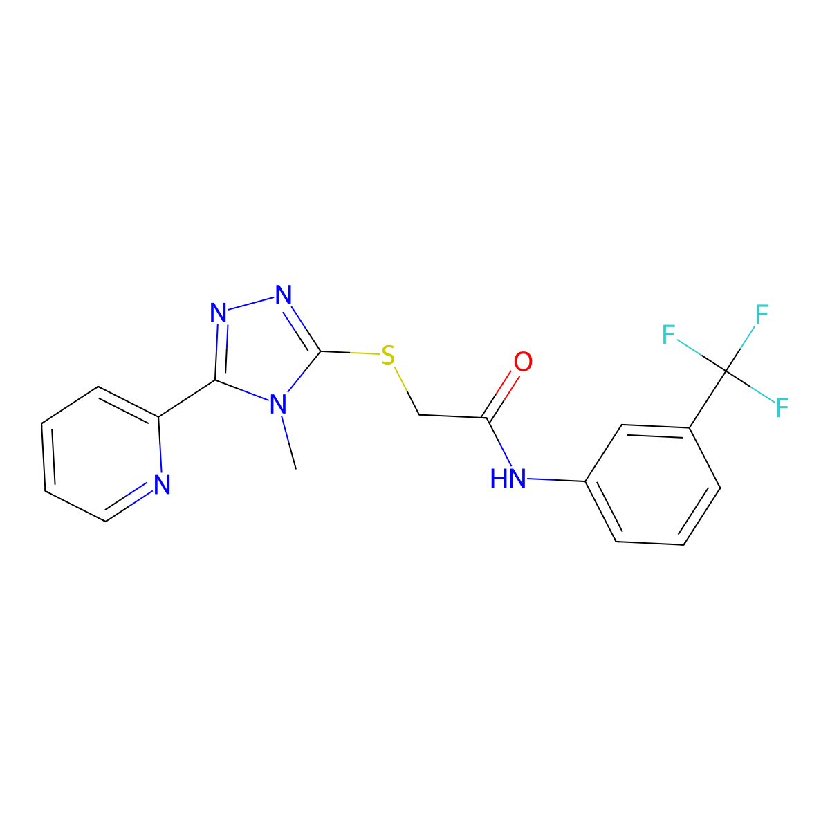 2-{[4-methyl-5-(pyridin-2-yl)-4H-1,2,4-triazol-3-yl]sulfanyl}-N-[3-(trifluoromethyl)phenyl]acetamide molecular structure, CAS 577986-22-2
