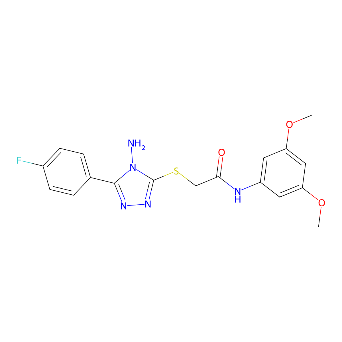 2-{[4-amino-5-(4-fluorophenyl)-4H-1,2,4-triazol-3-yl]sulfanyl}-N-(3,5-dimethoxyphenyl)acetamide molecular structure, CAS 577986-27-7