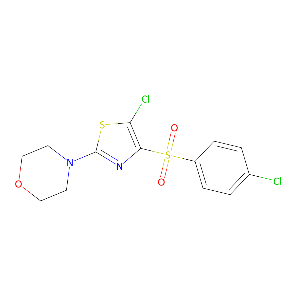 4-[5-Chloro-4-(4-chlorobenzenesulfonyl)-1,3-thiazol-2-yl]morpholine molecular structure, CAS 577986-38-0