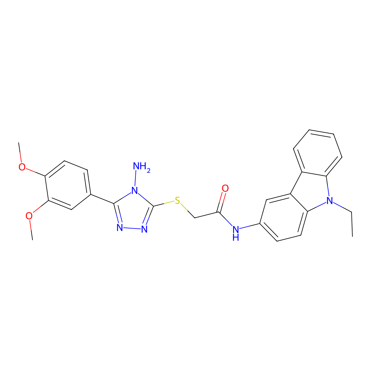 2-{[4-amino-5-(3,4-dimethoxyphenyl)-4H-1,2,4-triazol-3-yl]sulfanyl}-N-(9-ethyl-9H-carbazol-3-yl)acetamide molecular structure, CAS 577986-50-6
