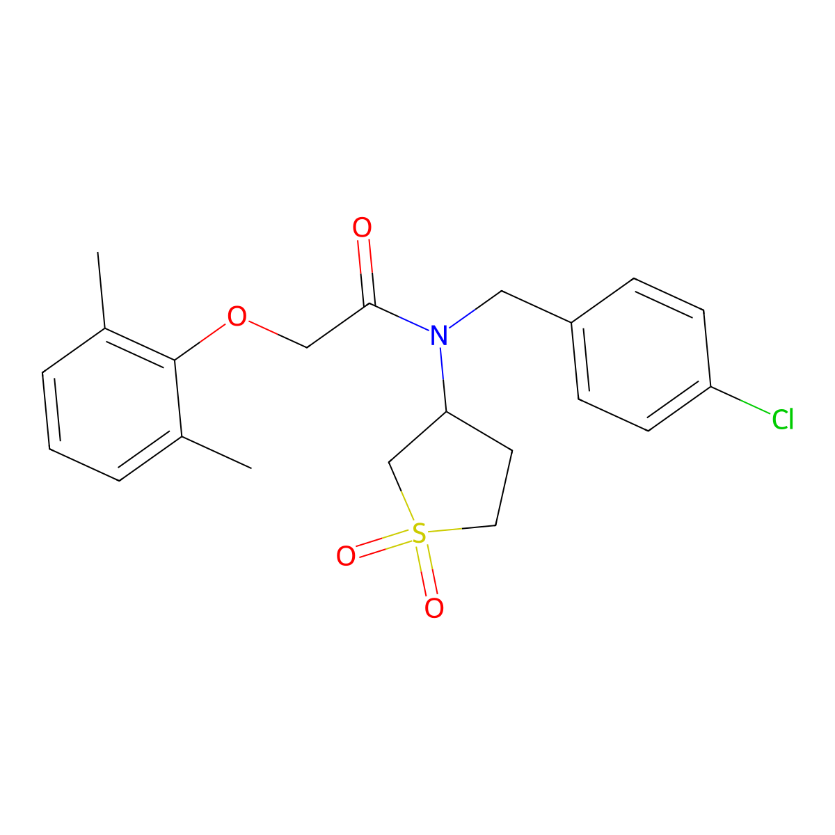N-(4-chlorobenzyl)-2-(2,6-dimethylphenoxy)-N-(1,1-dioxidotetrahydrothiophen-3-yl)acetamide molecular structure, CAS 577986-61-9