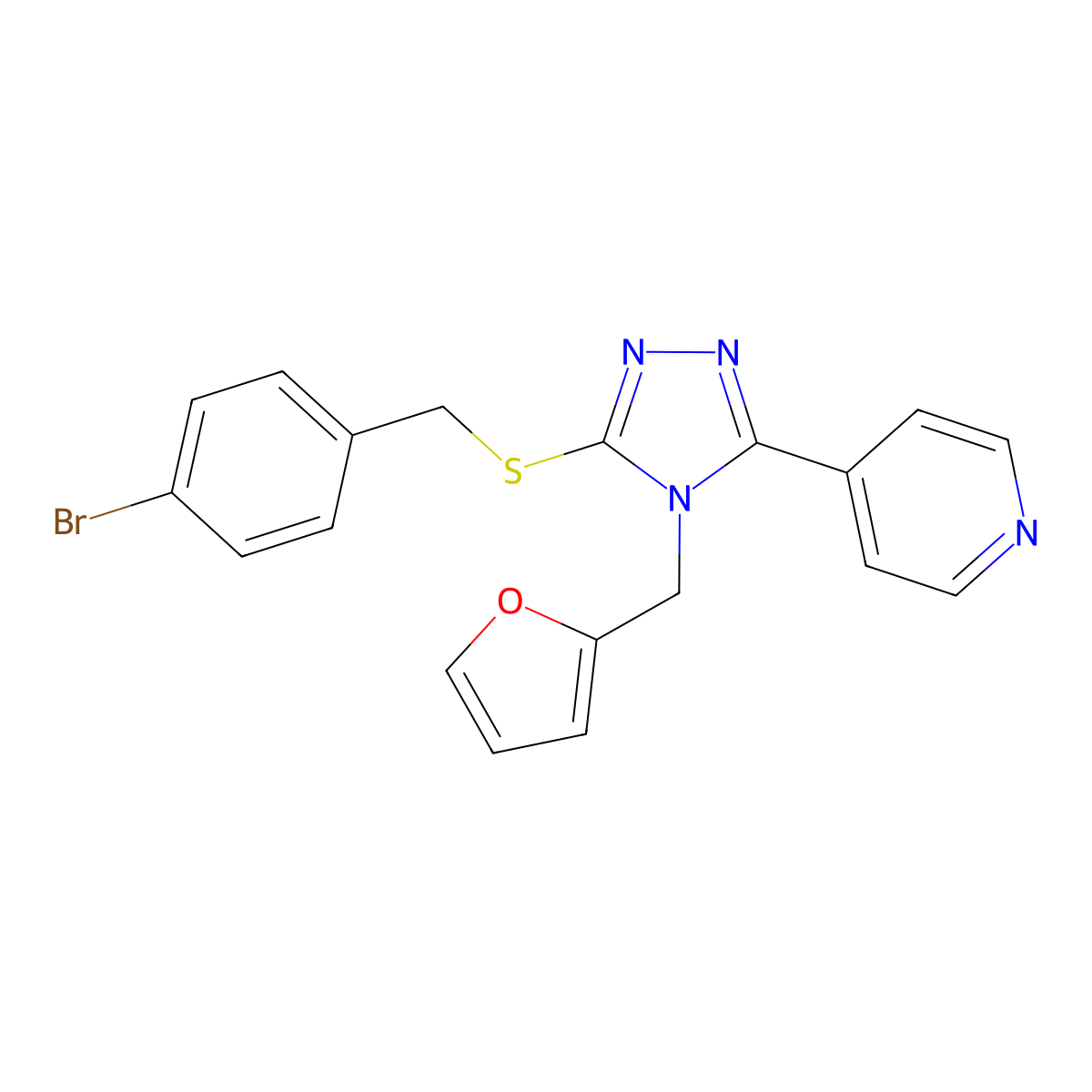 4-[5-[(4-Bromophenyl)methylsulfanyl]-4-(furan-2-ylmethyl)-1,2,4-triazol-3-yl]pyridine molecular structure, CAS 577986-65-3