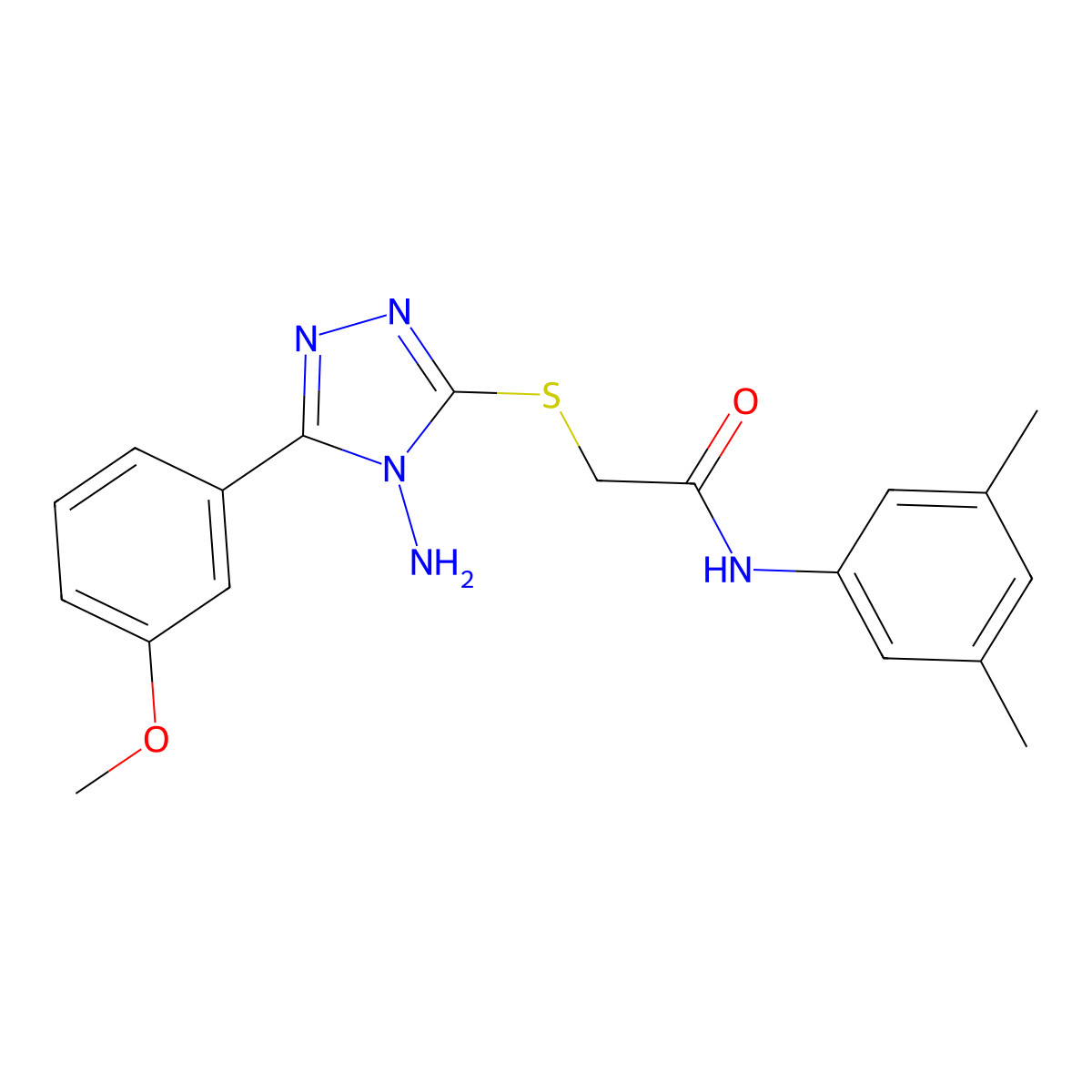 2-[4-amino-5-(3-methoxyphenyl)(1,2,4-triazol-3-ylthio)]-N-(3,5-dimethylphenyl) acetamide molecular structure, CAS 577986-67-5