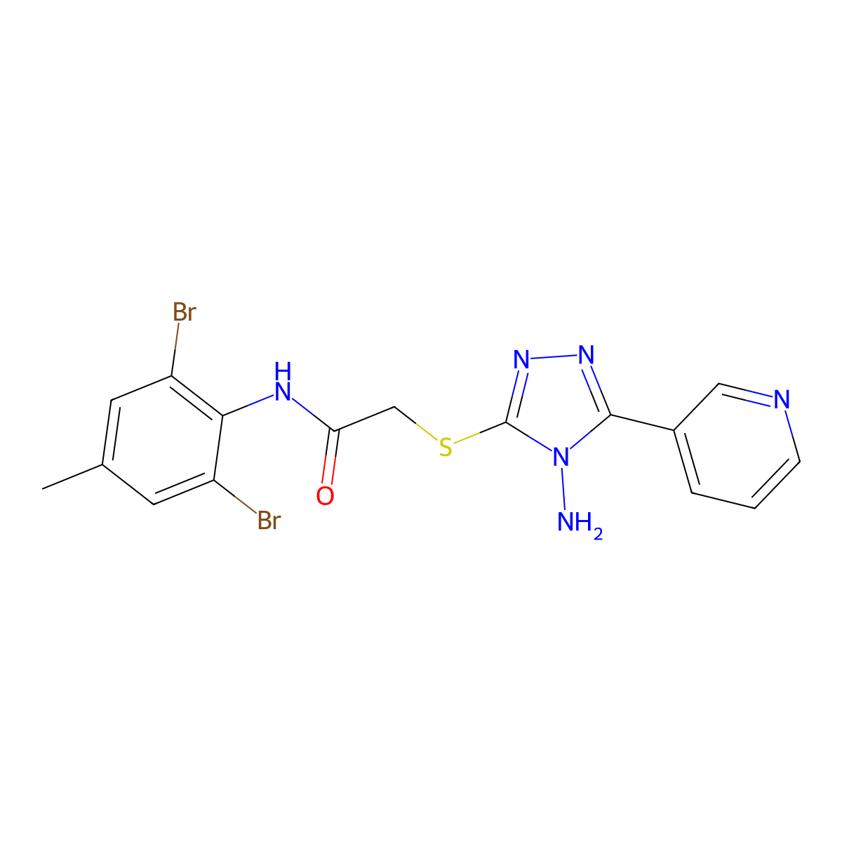 2-(4-amino-5-(3-pyridyl)(1,2,4-triazol-3-ylthio))-N-(2,6-dibromo-4-methylpheny l)acetamide molecular structure, CAS 577986-69-7