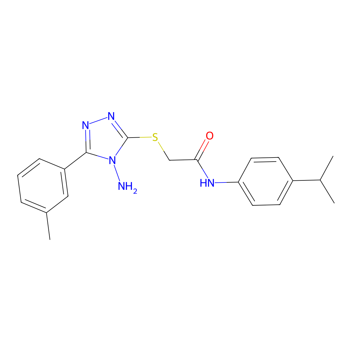 2-((4-amino-5-(m-tolyl)-4H-1,2,4-triazol-3-yl)thio)-N-(4-isopropylphenyl)acetamide molecular structure, CAS 577987-27-0