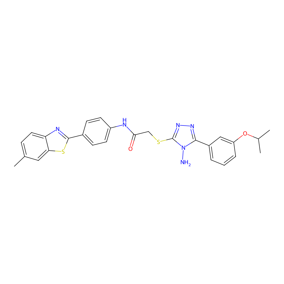 2-{4-amino-5-[3-(methylethoxy)phenyl](1,2,4-triazol-3-ylthio)}-N-[4-(6-methylb enzothiazol-2-yl)phenyl]acetamide molecular structure, CAS 577987-40-7