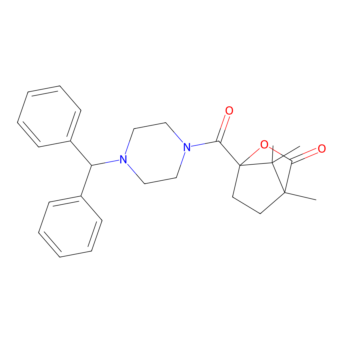 1-{[4-(Diphenylmethyl)piperazin-1-yl]carbonyl}-4,7,7-trimethyl-2-oxabicyclo[2.2.1]heptan-3-one molecular structure, CAS 577987-53-2