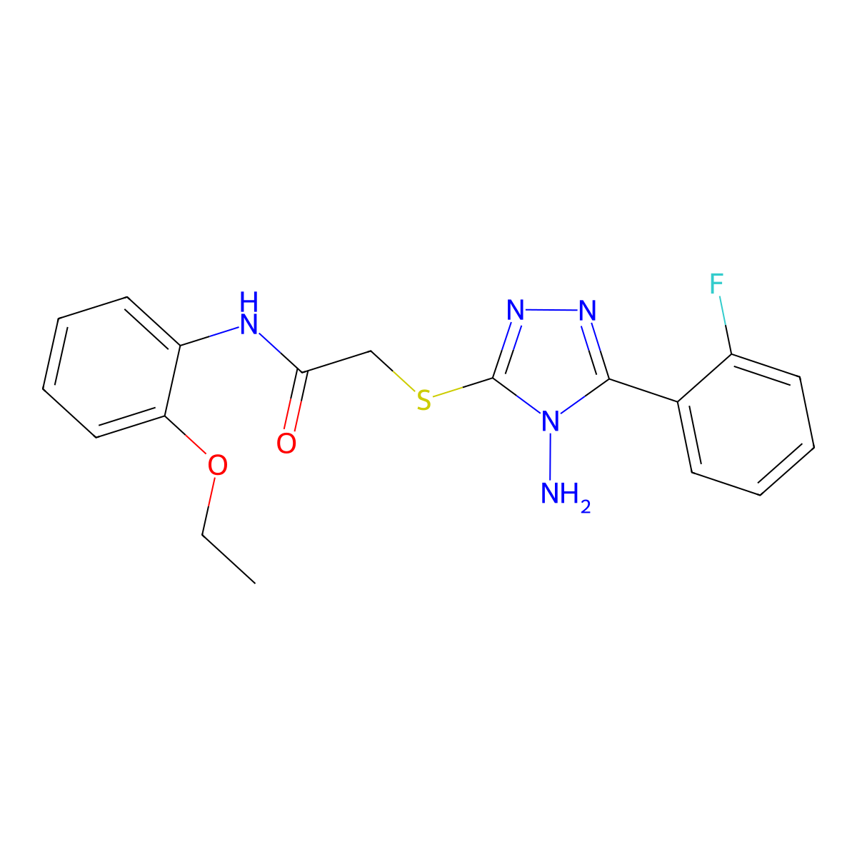 2-[4-amino-5-(2-fluorophenyl)(1,2,4-triazol-3-ylthio)]-N-(2-ethoxyphenyl)aceta mide molecular structure, CAS 577987-70-3