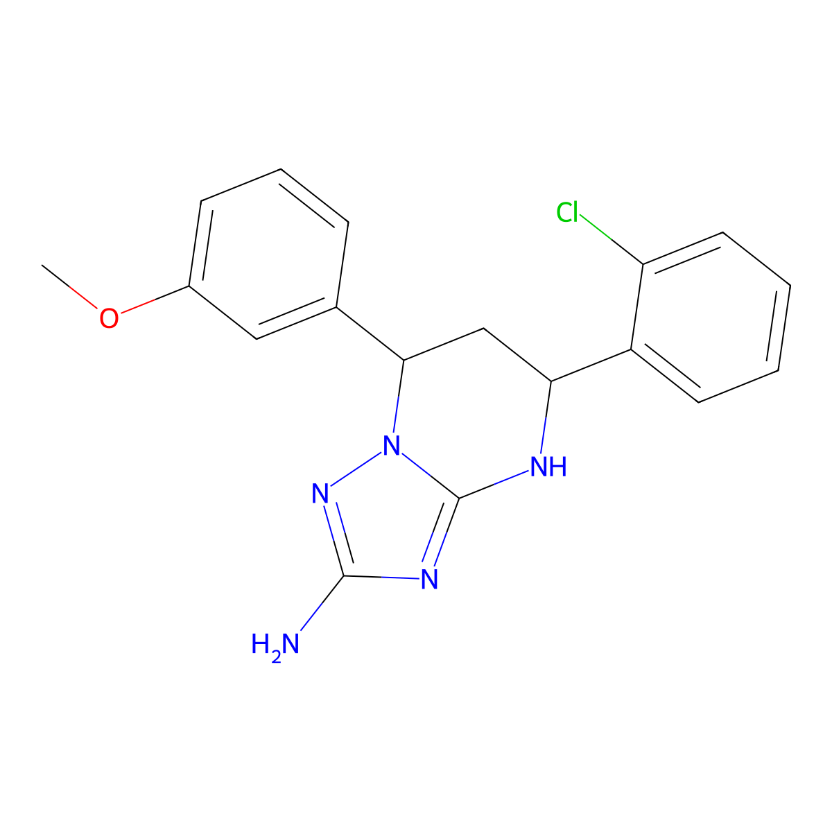 5-(2-Chlorophenyl)-7-(3-methoxyphenyl)-4,5,6,7-tetrahydro[1,2,4]triazolo[1,5-a]pyrimidin-2-amine molecular structure, CAS 577987-71-4