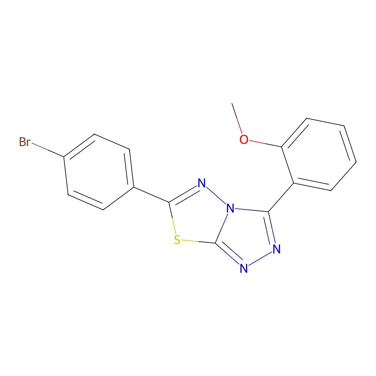 6-(4-Bromophenyl)-3-(2-methoxyphenyl)-[1,2,4]triazolo[3,4-b][1,3,4]thiadiazole molecular structure, CAS 577987-85-0