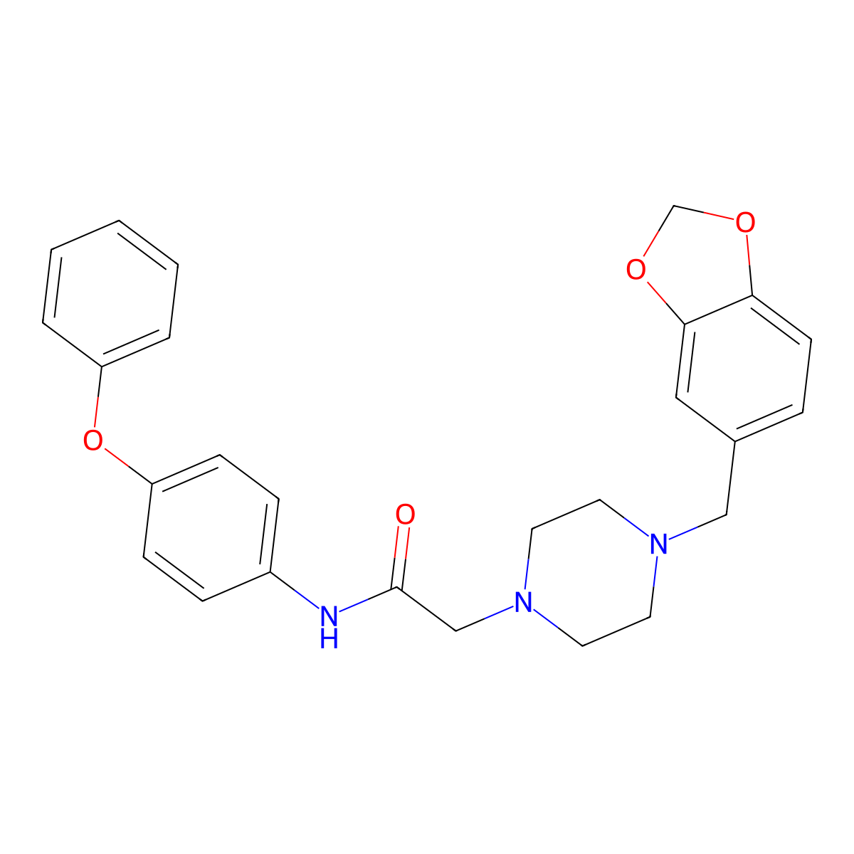 2-[4-(1,3-benzodioxol-5-ylmethyl)piperazin-1-yl]-N-(4-phenoxyphenyl)acetamide molecular structure, CAS 577988-09-1