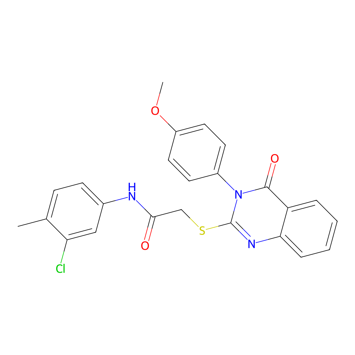 N-(3-Chloro-4-methylphenyl)-2-((3-(4-methoxyphenyl)-4-oxo-3,4-dihydro-2-quinazolinyl)sulfanyl)acetamide molecular structure, CAS 577988-18-2