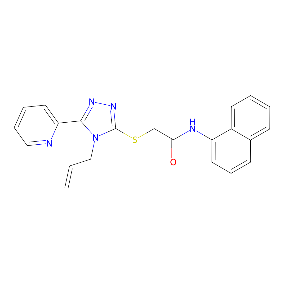 2-((4-Allyl-5-(2-pyridinyl)-4H-1,2,4-triazol-3-YL)thio)-N-(1-naphthyl)acetamide molecular structure, CAS 577988-20-6